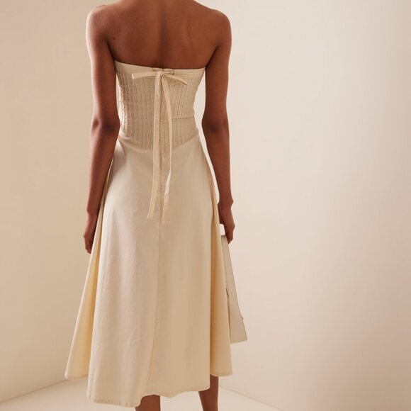 Marlies Grace Exclusive Lou Cotton-Blend Midi Dress strapless beautiful NWT - Picture 11 of 11